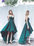 Strapless High Low Green Satin Prom Dress LBQ0886